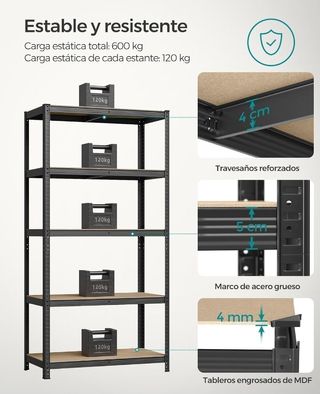 Scaffale SONGMICS a 5 livelli, capacità di carico 600 kg