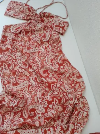 Vestido Zara Estampado Terracota Talla M