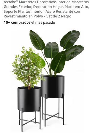 Set 2 Maceteros Negro Tectake
