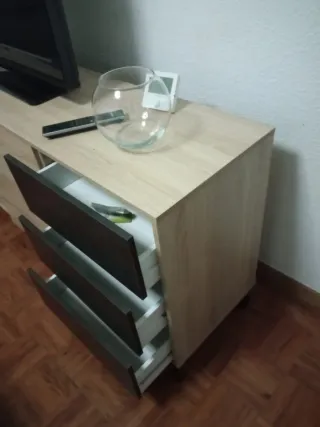 Mueble TV madera y cristal