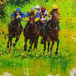 Opera su tela: Corsa di cavalli. Derby of gallop