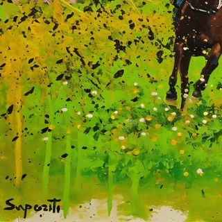 Opera su tela: Corsa di cavalli. Derby of gallop