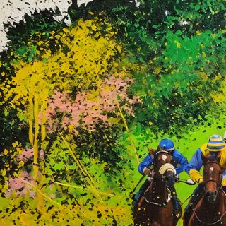 Opera su tela: Corsa di cavalli. Derby of gallop