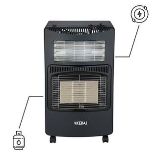 Estufa Híbrida Luz-Gas Plegable Kekai Hybrid New Slim 42x33x73 cm Estufa Gas 4200 W | Estufa Eléctrica 1260 W | 3 Niveles de Calor