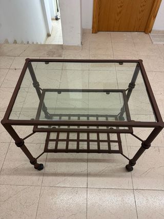 Mesa centro hierro y cristal