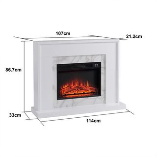 Chimenea eléctrica y moldura de acero y cristal negra/blanca, 58,4 x 12, 8 x 43 ,5 cm | Lavalette