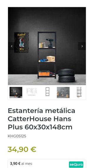 Estantería metálica CatterHouse Hans Plus 60x30x148cm