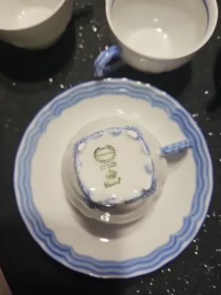 Vajilla Porcelana Azul cobalto y Blanca