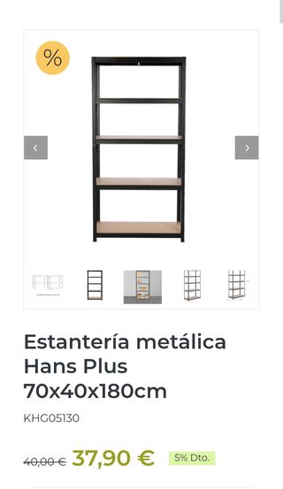 Estantería metálica Hans Plus 70x40x180cm