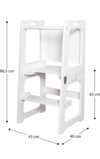 Torre de aprendizaje de madera en blanco y negro, 43 x 40 x 86,5 cm | Evolution II