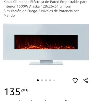 Kekai Chimenea Eléctrica de Pared Empotrable para Interior 1600W Alaska