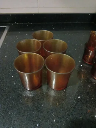 Juego café antiguo caramelo 12 piezas + 5 vasos pq