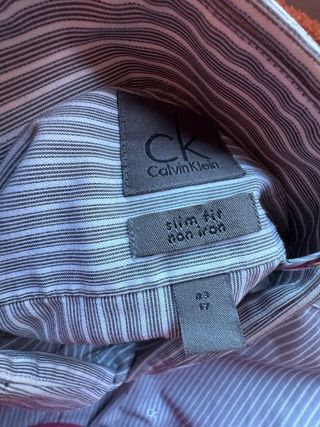 Camisa Calvin Klein Slim Fit Gris Rayas Talla 43