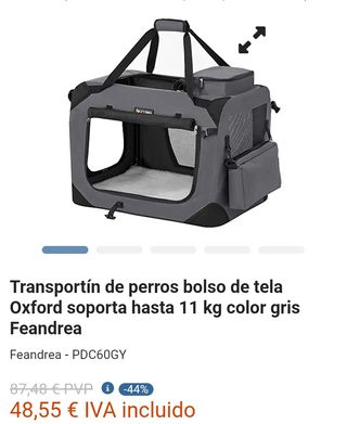 FEANDREA Transportín para Gatos y Perros, Plegable, Tamaño L, Tela Oxford