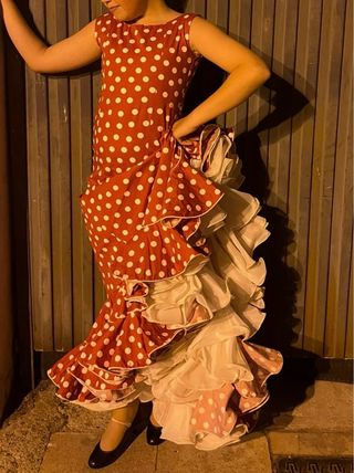 Vestido Flamenco Niña Lunares Rojo. Como nuevo