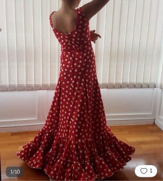 Vestido Flamenco Niña Lunares Rojo. Como nuevo