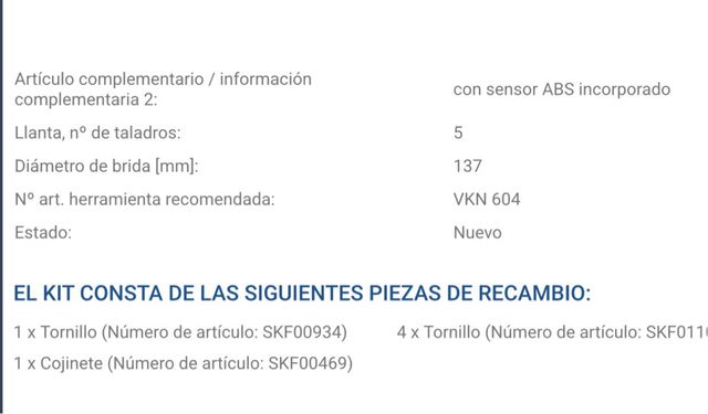 SKF VKBA 3643 Juego Cojinete Rueda