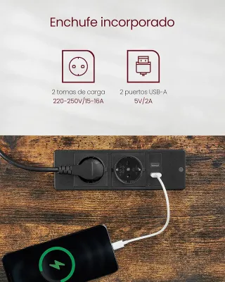 VASAGLE Escritorio Regulable 60x140 cm con Enchufe y Cajón