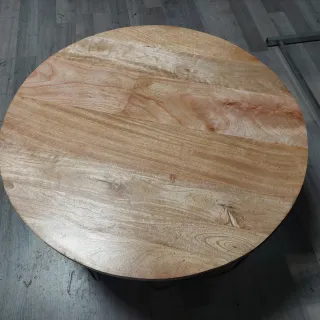 Mesa centro redonda madera mango y metal
