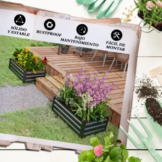 Set 2 Jardineras Metálicas Rectangulares