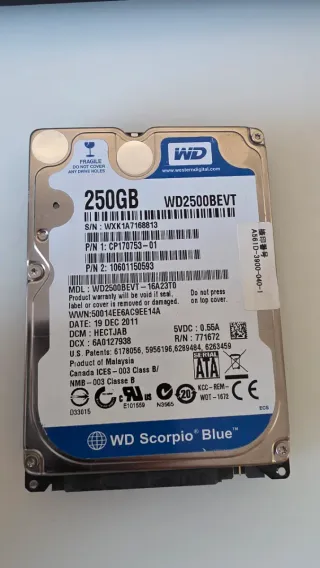 Disco Duro 250GB SATA WD2500BEVT