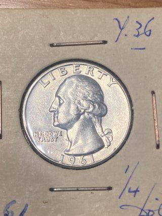 Moneda 1/4 Quarter Dollar Cuarto dolar 1961 plata