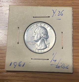 Moneda 1/4 Quarter Dollar Cuarto dolar 1961 plata