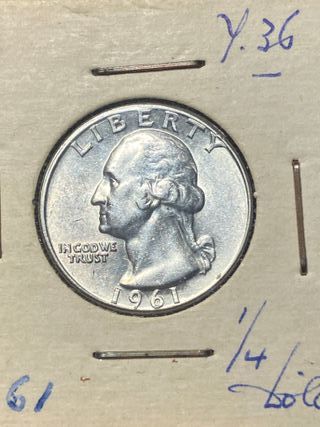 Moneda 1/4 Quarter Dollar Cuarto dolar 1961 plata