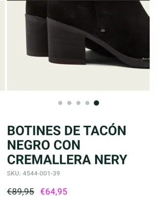 Botines tacón ante negro con cremallera