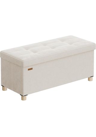 SONGMICS Puff Almacenaje Pequeño, Banco Plegable, 38 x 76 x 38,5 cm