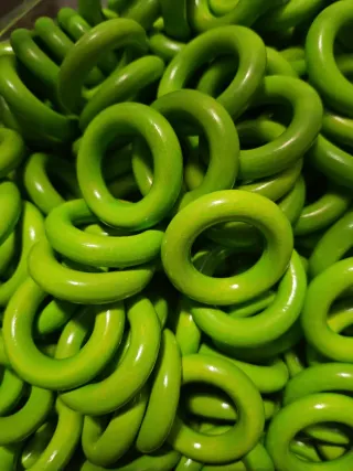 100 aros de madera verde manzana