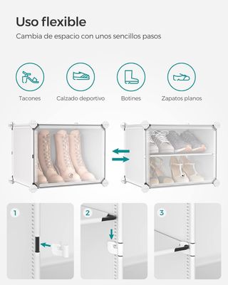 SONGMICS Mueble Zapatero Plástico, 8 Compartimentos para 32 Pares de Zapatos