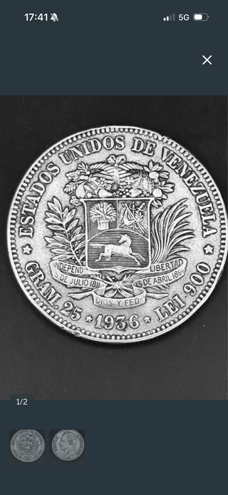 5 Bolivares 1936