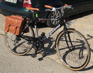 Bicicleta Legnano Negra Cuero Marrón