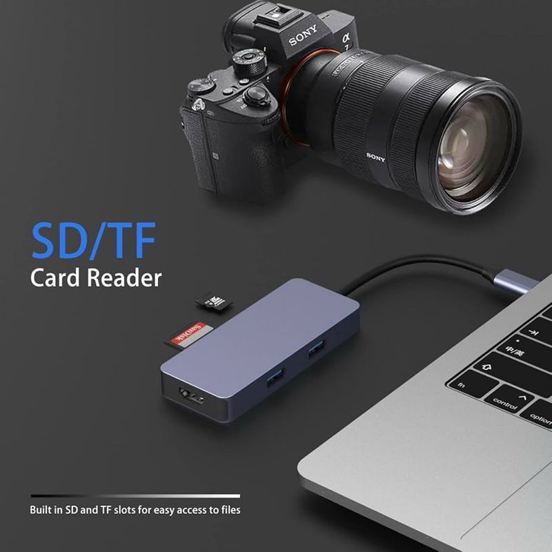 Adaptador HUB USB C 6 en 1 -4K- NUEVO afbeelding 6