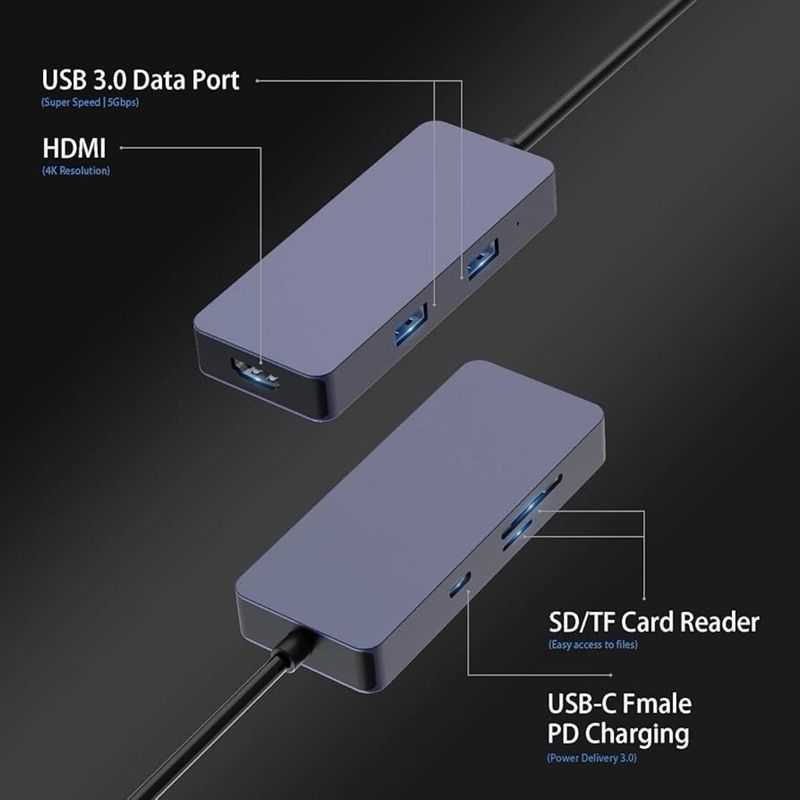 Adaptador HUB USB C 6 en 1 -4K- NUEVO afbeelding 2