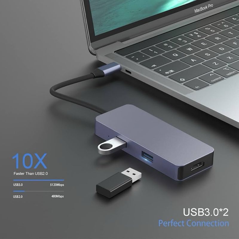 Adaptador HUB USB C 6 en 1 -4K- NUEVO afbeelding 3