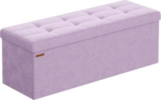 Puff Almacenaje Plegable 131L Terciopelo Lila SONGMICS LSF277P01