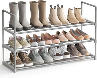 Zapatero Metal 3 Niveles 12–15 Pares Gris SONGMICS LSA303G02