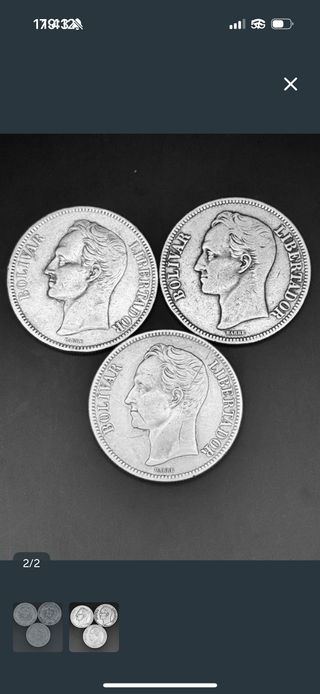 3 Monedas 5 Bolívares Venezuela