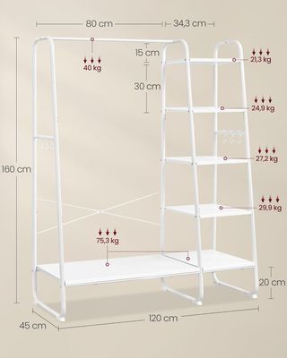 Perchero con Zapatero 5 Estantes Blanco Vasagle RGR116W02
