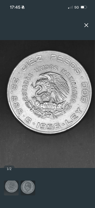 10 Pesos Mexicanos 1956