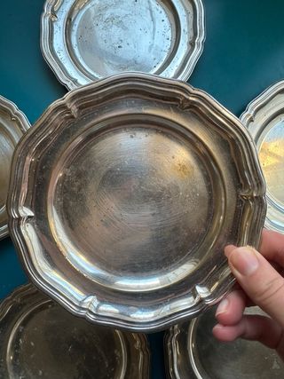 Juego 6 Platos Vintage Plateados Clásicos