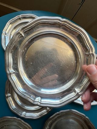 Juego 6 Platos Vintage Plateados Clásicos