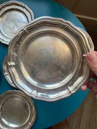 Juego 6 Platos Vintage Plateados Clásicos