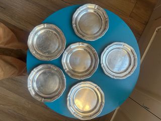 Juego 6 Platos Vintage Plateados Clásicos