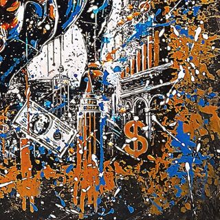 Dipinto Charging Bull Pop Art. Wall Street. Unico