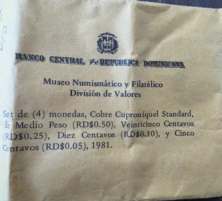 Set 4 Monedas República Dominicana 1981