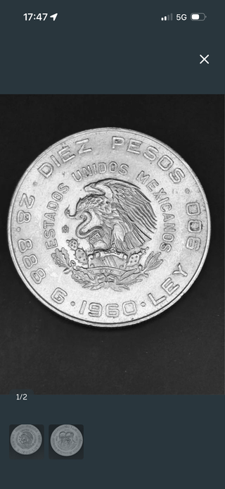 10 Pesos México 1960