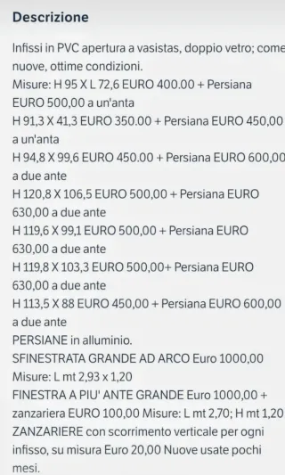 Porte in PVC e persiane in alluminio